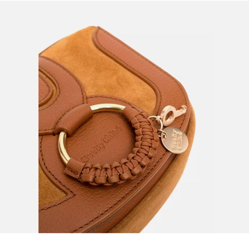 See by Chloé Hana Caramello Leather & Suede Saddle Crossbody Bag - Picture 4 of 16
